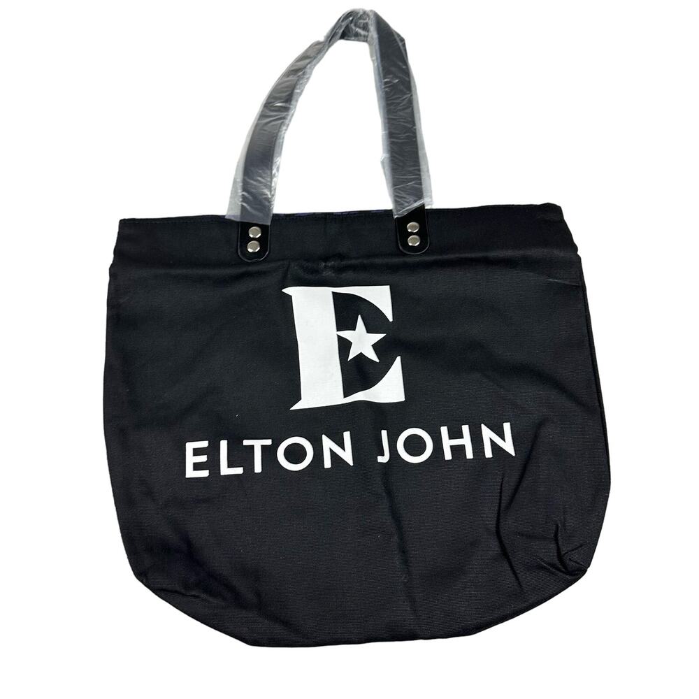 Elton‎ John Tote Bag Unisex Large Black New Canvas Logo Concert Merch Bag